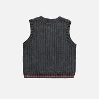 DARK GREY TWISTED KNIT VEST TOP, BABY