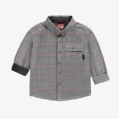 BLACK AND WHITE MICRO CHECK SHIRT POPLIN, BABY