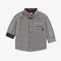 BLACK AND WHITE MICRO CHECK SHIRT POPLIN, BABY