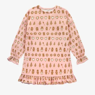 PINK NIGHT DRESS WITH A PRINT OF DELICIOUS COOKIES POLYESTER, CHILD