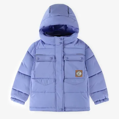 PUFFER COAT WITH HIGH COLLAR AND HOOD