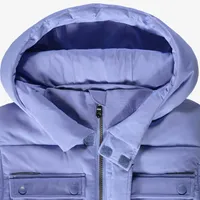 PUFFER COAT WITH HIGH COLLAR AND HOOD