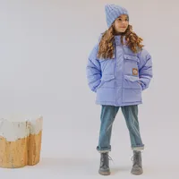 PUFFER COAT WITH HIGH COLLAR AND HOOD