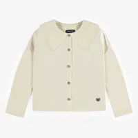 CREAM SHIRT WITH LONG SLEEVES AND A LARGE COLLAR FRENCH TERRY, CHILD