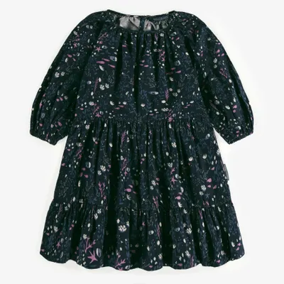 NAVY DRESS WITH SEABED PRINT VISCOSE, CHILD