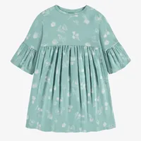 LIGHT TURQUOISE DRESS WITH HAZELNUTS PATTERN SOFT JERSEY, CHILD