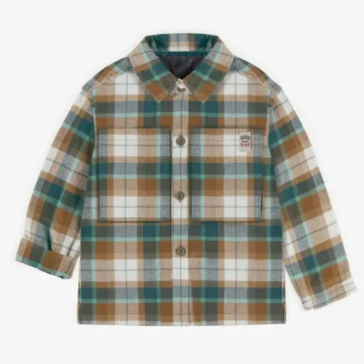 GREEN AND BROWN PLAID SHIRT FLANNEL, CHILD