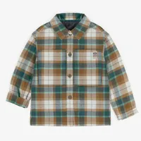 GREEN AND BROWN PLAID SHIRT FLANNEL, CHILD