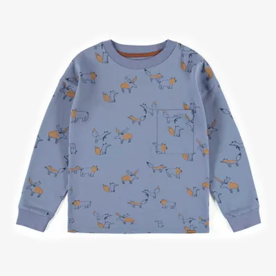 BLUE LONG-SLEEVED T-SHIRT WITH ANIMAL PATTERNS JERSEY, CHILD