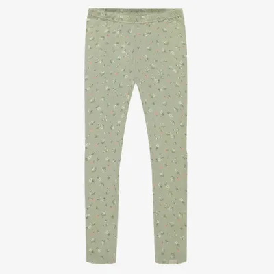 SAGE GREEN AND PINK FLOWERED LEGGING JERSEY, CHILD