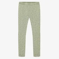 SAGE GREEN AND PINK FLOWERED LEGGING JERSEY, CHILD