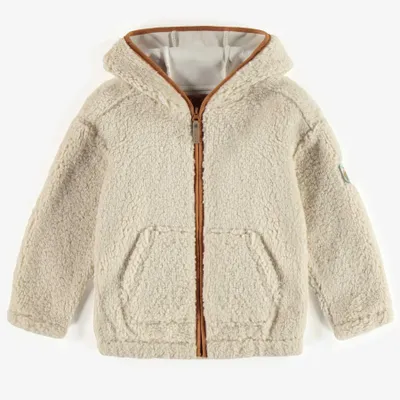 IVORY SHERPA VEST WITH HOOD, CHILD