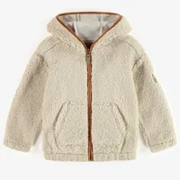 IVORY SHERPA VEST WITH HOOD