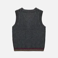 DARK GREY TWISTED KNIT VEST TOP, CHILD