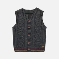 DARK GREY TWISTED KNIT VEST TOP, CHILD