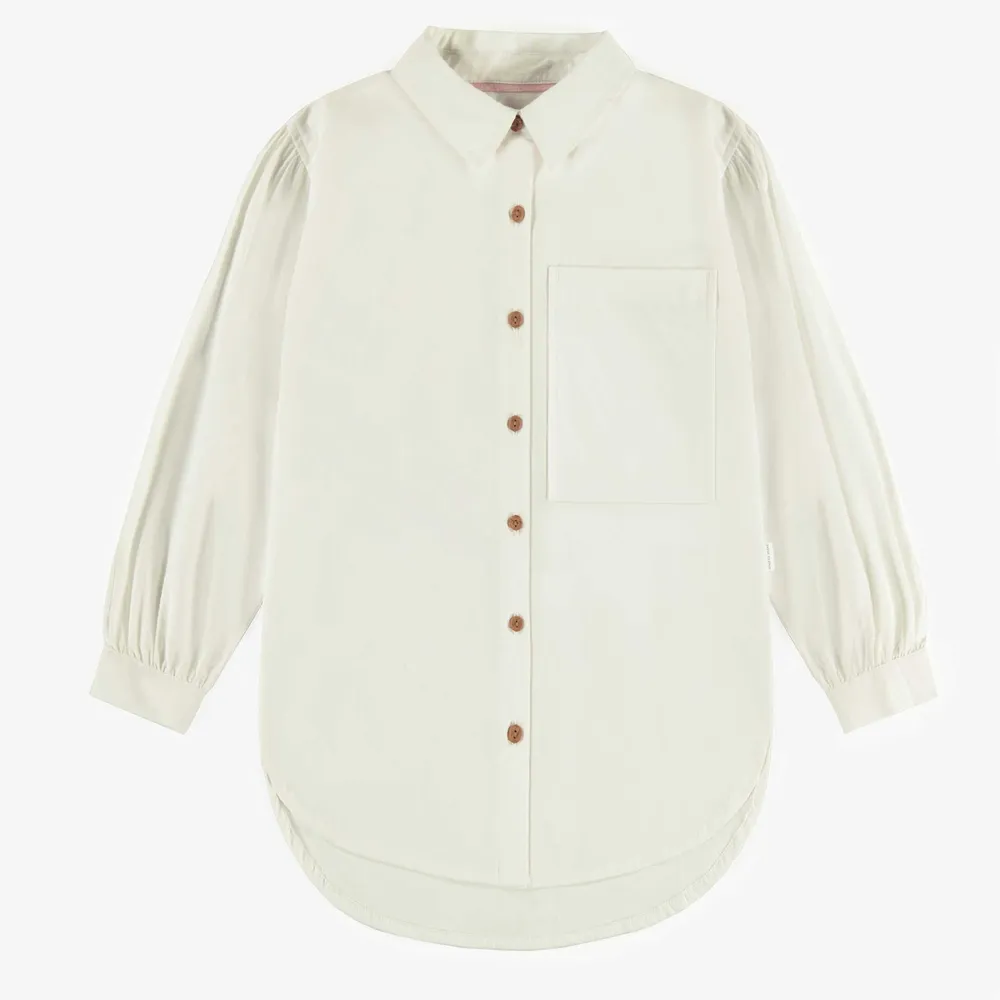 CREAM SHIRT WITH LONG SLEEVES SOFT POPLIN, CHILD