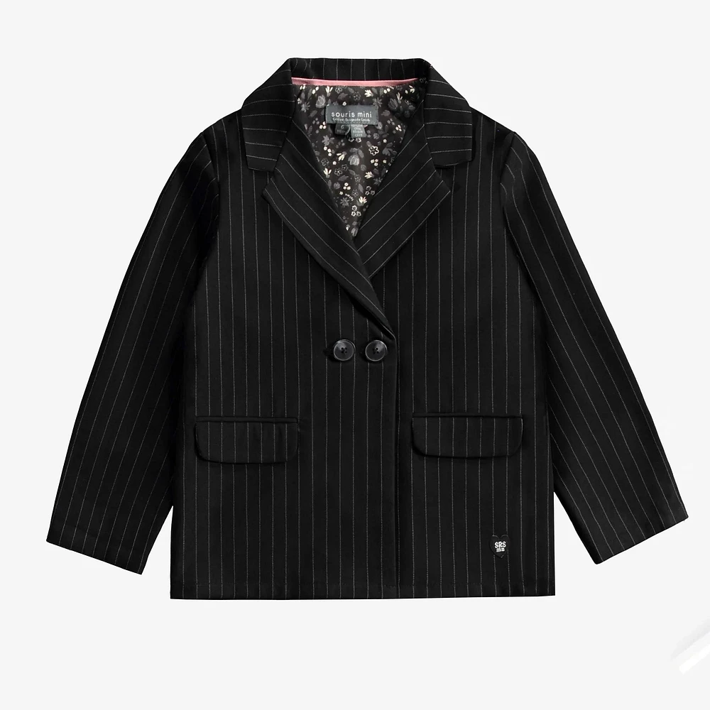 BLACK AND WHITE STRIPED JACKET GABARDINE, CHILD