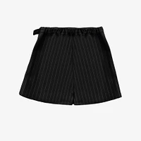 BLACK AND WHITE STRIPED SHORT SKORT COTTON GABARDINE, CHILD