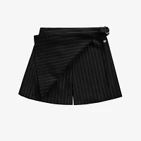 BLACK AND WHITE STRIPED SHORT SKORT COTTON GABARDINE, CHILD