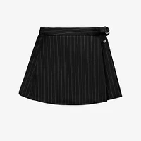 BLACK AND WHITE STRIPED SHORT SKORT COTTON GABARDINE, CHILD