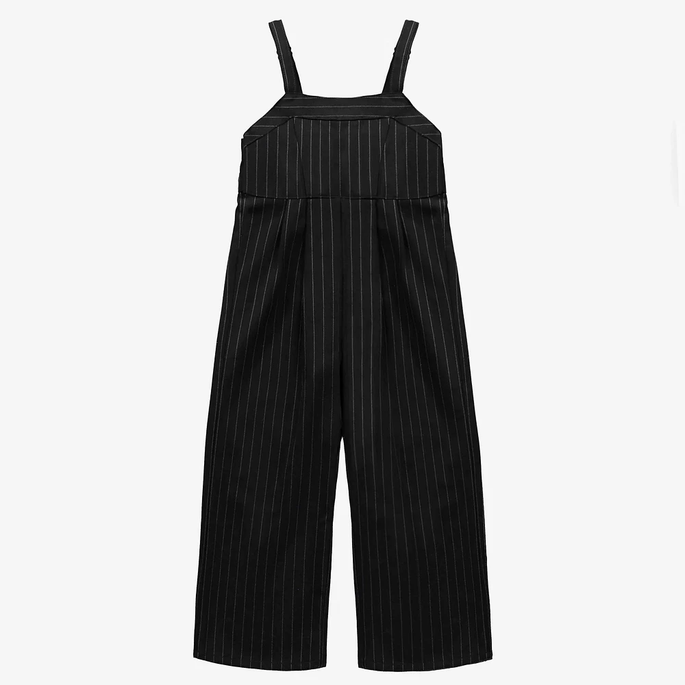 BLACK AND WHITE STRIPED JUMPSUIT COTTON GABARDINE, CHILD