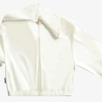 WHITE BLOUSE WITH JABOT COLLAR AND LONG SLEEVES MODAL SATIN EFFECT, CHILD