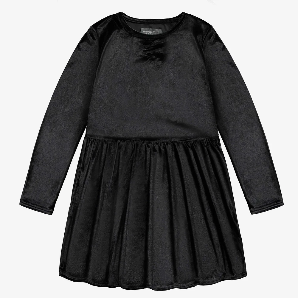 LONG SLEEVED DRESS WITH GATHERS VELVET, CHILD