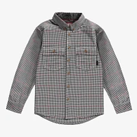 BLACK AND WHITE MICRO CHECK SHIRT POPLIN, CHILD