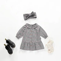 WHITE AND BLACK MICRO CHECK DRESS POPLIN, BABY