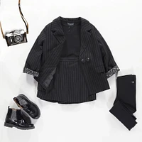 BLACK AND WHITE STRIPED JACKET GABARDINE, CHILD