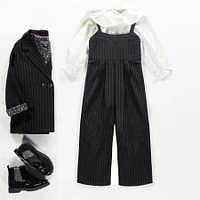 BLACK AND WHITE STRIPED JUMPSUIT COTTON GABARDINE, CHILD