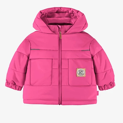 PUFFER COAT WITH HIGH COLLAR AND HOOD NYLON