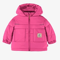 PUFFER COAT WITH HIGH COLLAR AND HOOD NYLON