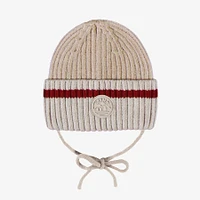 Beige knit toque with wool socks effect, baby