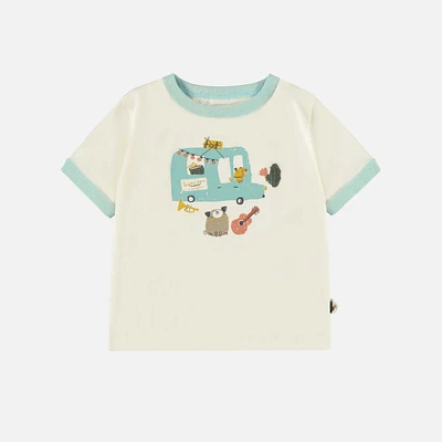 CREAM SHORT SLEEVES T-SHIRT WITH PRINT JERSEY, BABY