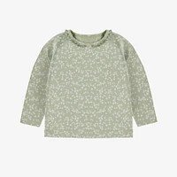 GREEN LONG-SLEEVED T-SHIRT WITH A FLORAL PRINT JERSEY, BABY