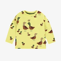 LONG-SLEEVED NEON YELLOW T-SHIRT WITH PRINT JERSEY, BABY