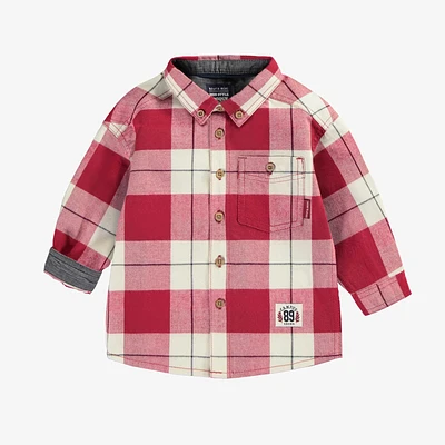 RED AND CREAM PLAID SHIRT COTTON