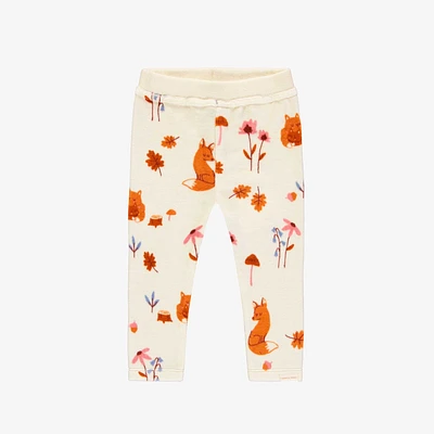 Cream fox print leggings velvet, baby