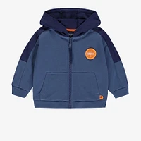 BLUE HOODIE WITH COLOR BLOCK FRENCH TERRY, BABY