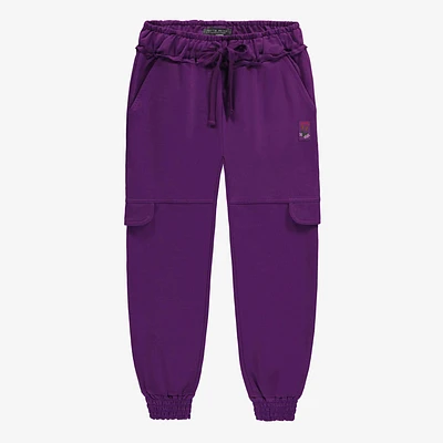 PURPLE PANTS RELAXED FIT JOGGER STYLE FRENCH TERRY, CHILD