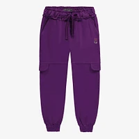 PURPLE PANTS RELAXED FIT JOGGER STYLE FRENCH TERRY, CHILD