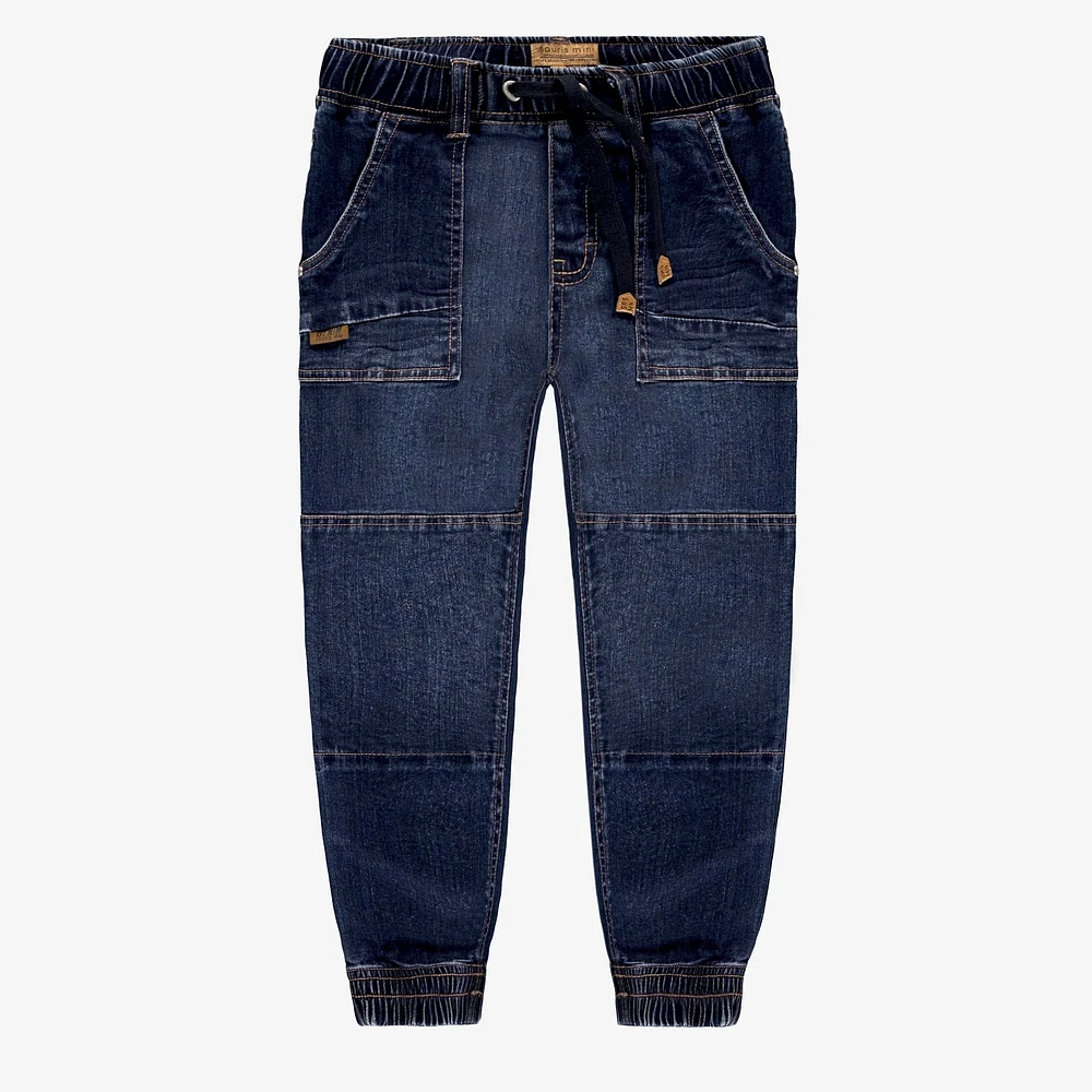 PANTS RELAXED FIT LIGHT DENIM, DARK BLUE, CHILD