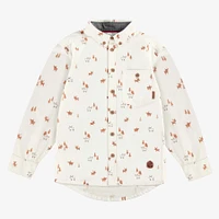 CREAM REINDEER SHIRT COTTON POPLIN, CHILD