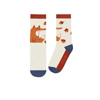 Burnt orange socks with foxes and hazelnuts