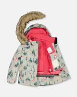 Two Piece Snowsuit Candy Pink Printed Deer