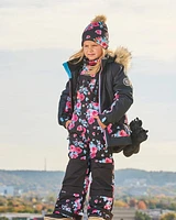 Two Piece Snowsuit Black Printed Roses