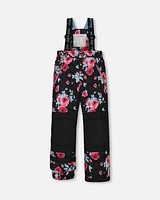 Two Piece Snowsuit Black Printed Roses