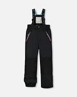 Two Piece Snowsuit Printed Roses With Solid Pant Black