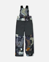 Two Piece Snowsuit Colorblock And Print Camo Dark Gray